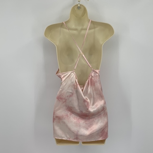 Cozy Rozy silky two piece set lounge pajama pink tie dye cami shorts new XL - Picture 3 of 5